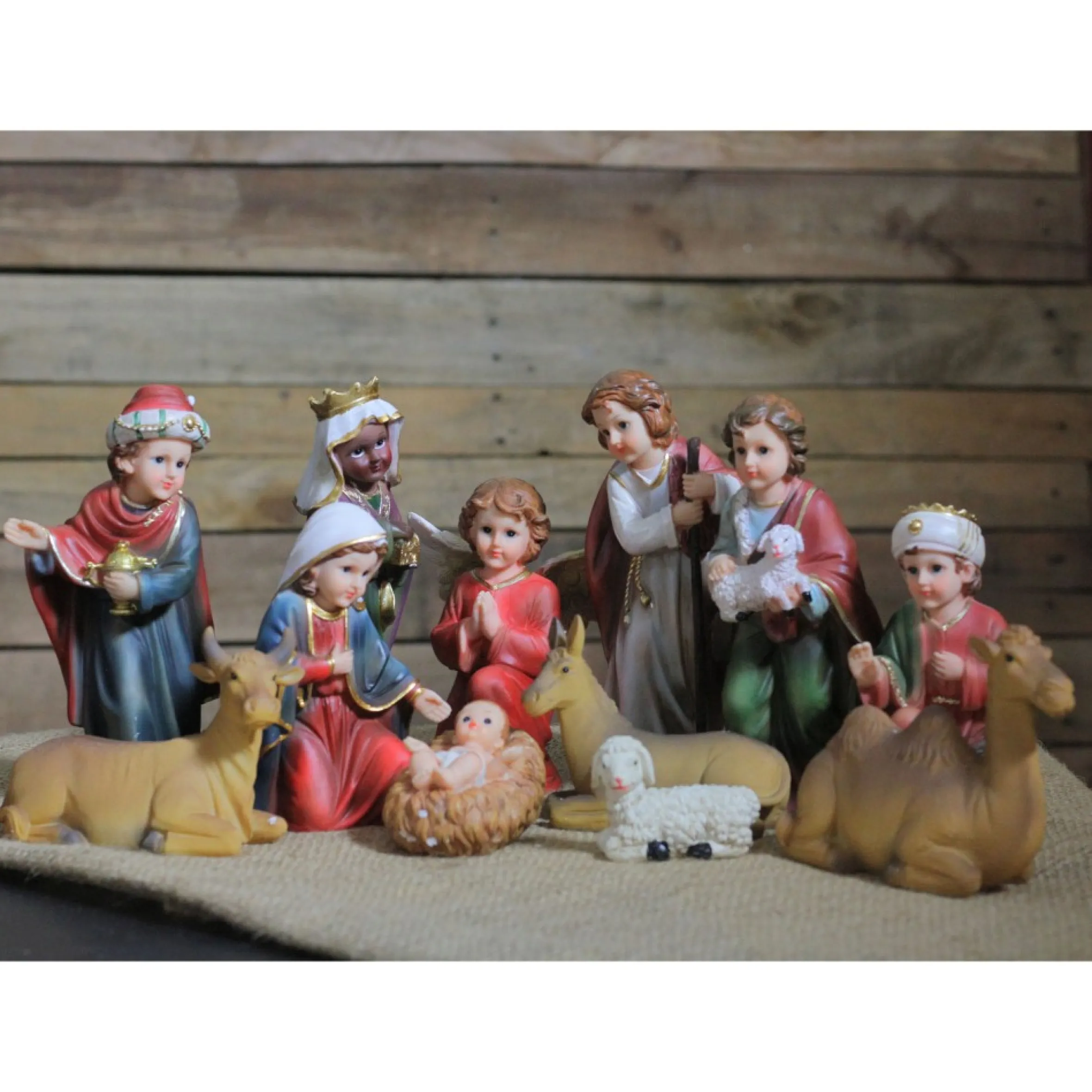 12-Piece Red And Beige Religious Children's First Christmas Nativity Set 8"