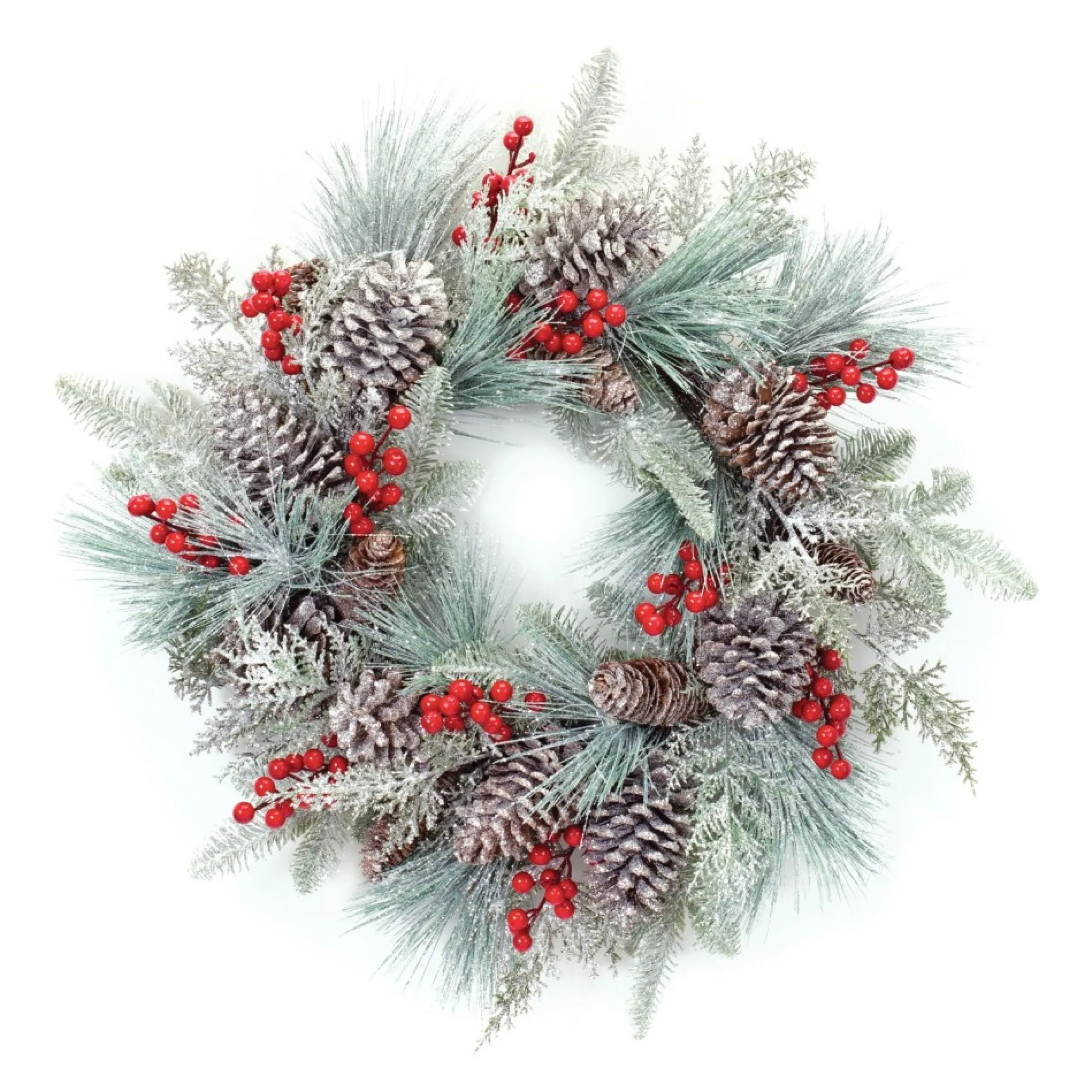 Pine And Berry With Cone Artificial Christmas Wreath, 27-Inch, Unlit