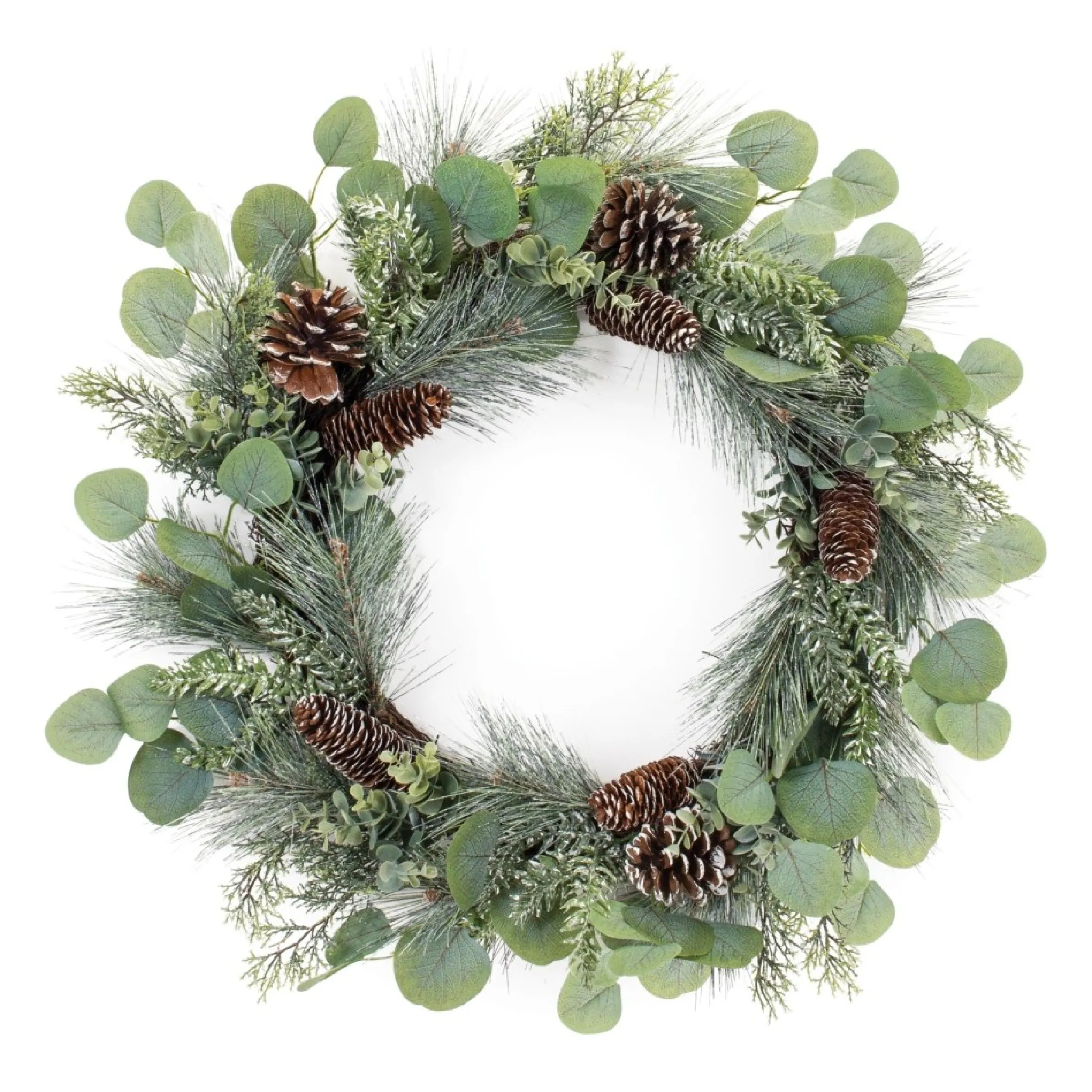 Pine And Eucalyptus Artificial Christmas Wreath, 25-Inch, Unlit