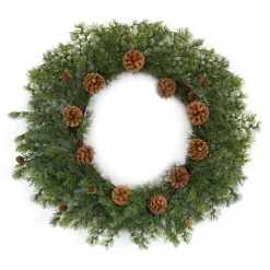 Pine And Pinecone Artificial Christmas Wreath, 25.5-Inch, Unlit