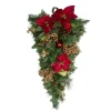 32" Pine And Poinsettias Artificial Christmas Teardrop Swag - Unlit