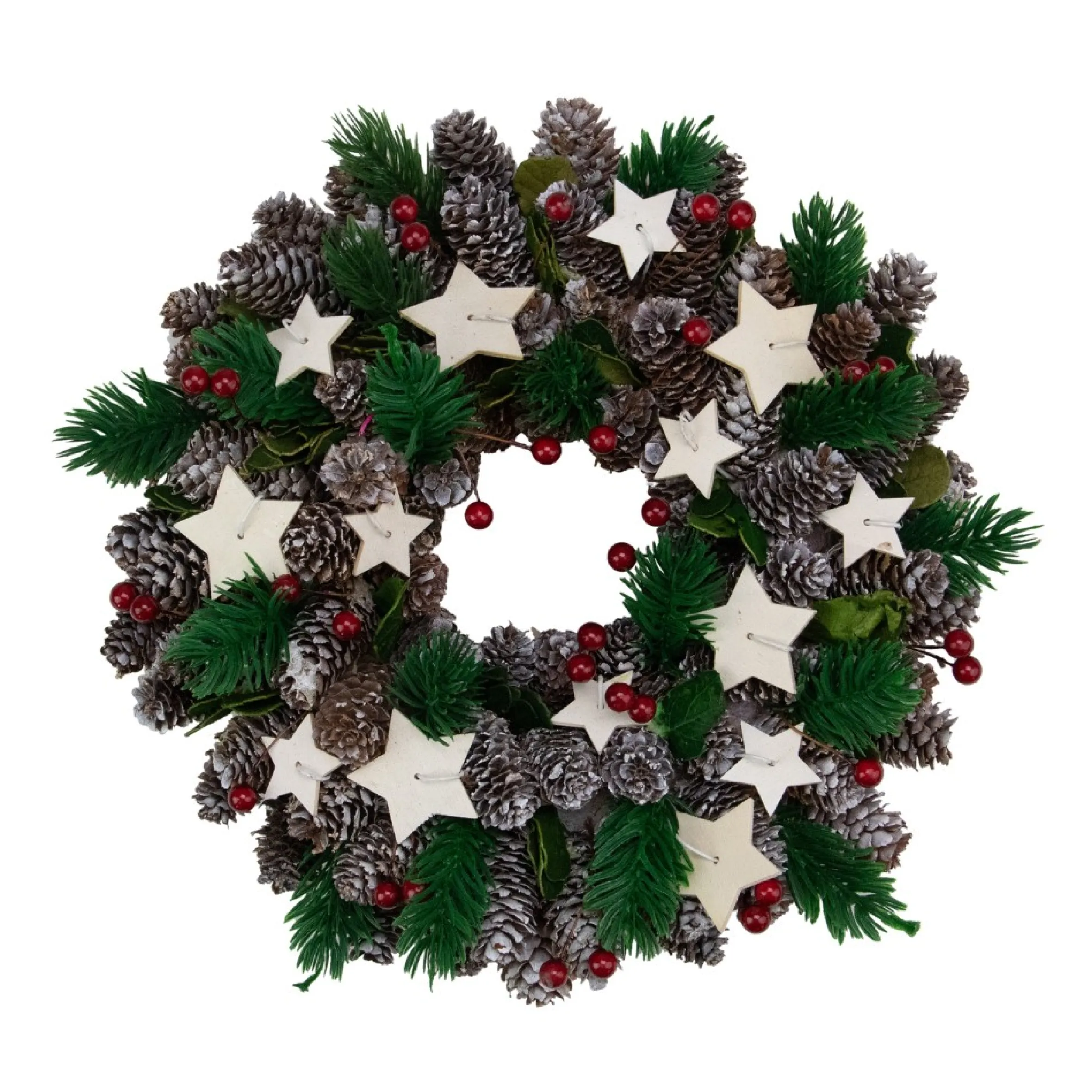 Pine Cone And Berries With Stars Artificial Christmas Wreath, 10-Inch, Unlit
