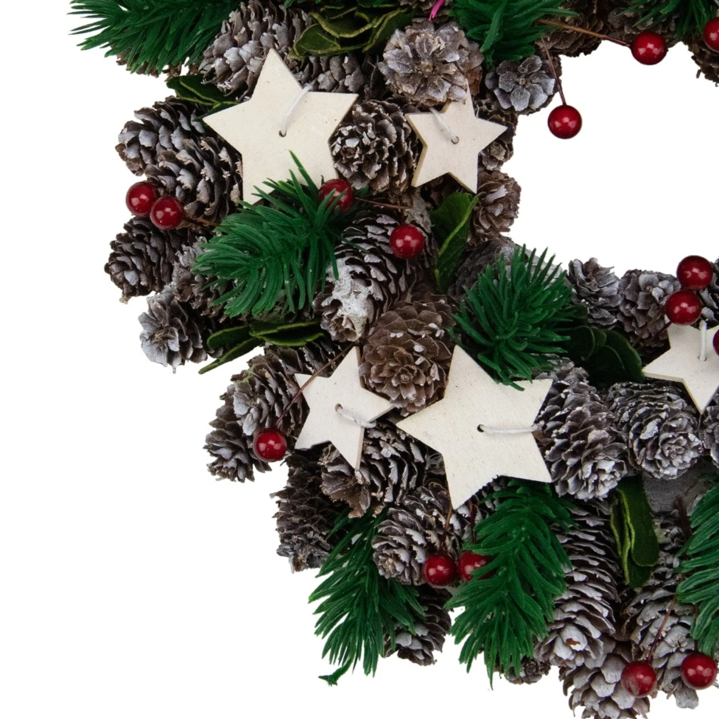 Pine Cone And Berries With Stars Artificial Christmas Wreath, 10-Inch, Unlit