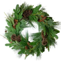 Pine Cone And Cedar Artificial Christmas Wreath - 32-Inch, Unlit