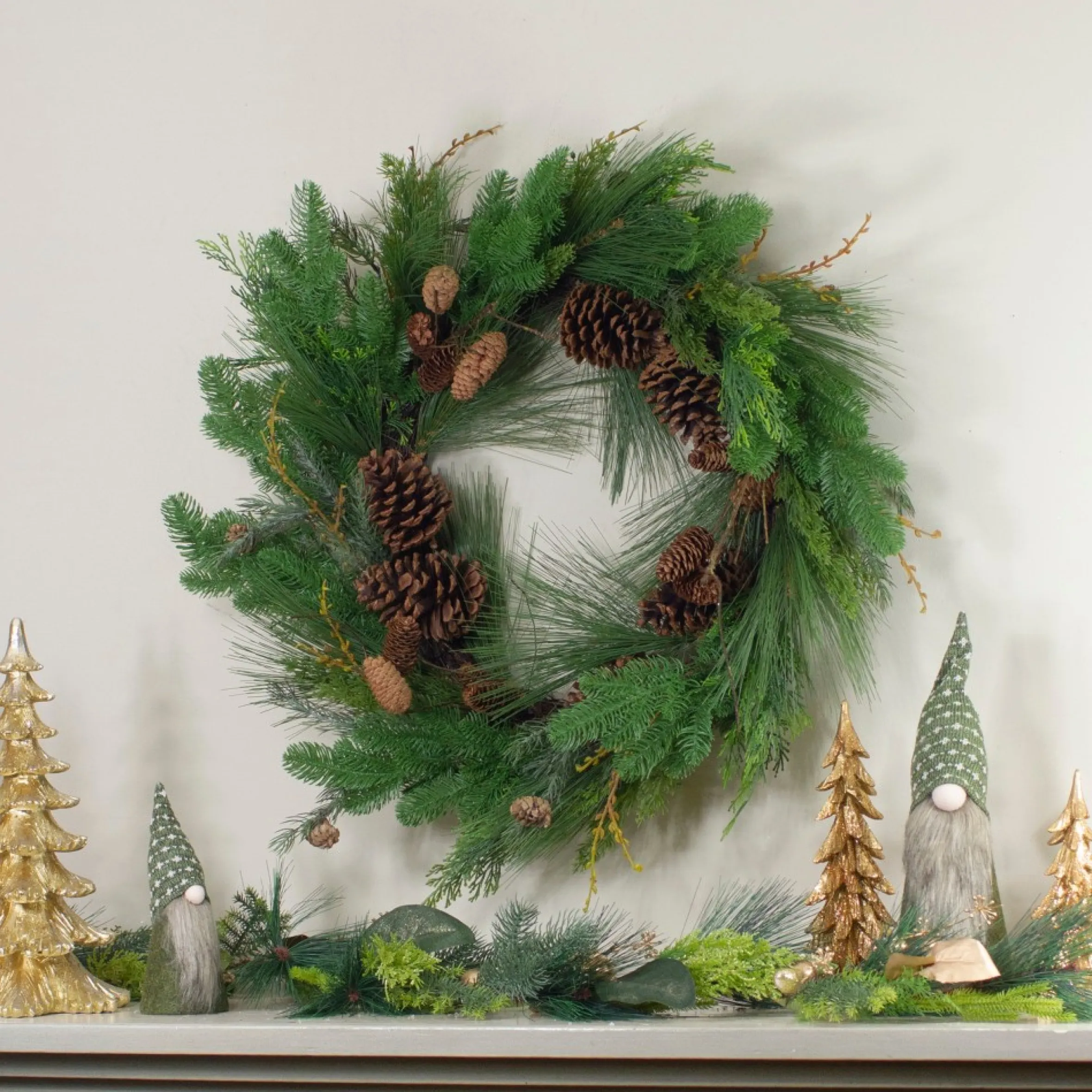 Pine Cone And Cedar Artificial Christmas Wreath - 32-Inch, Unlit