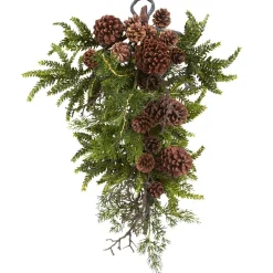 26" Pinecone Artificial Christmas Teardrop Swag, Unlit