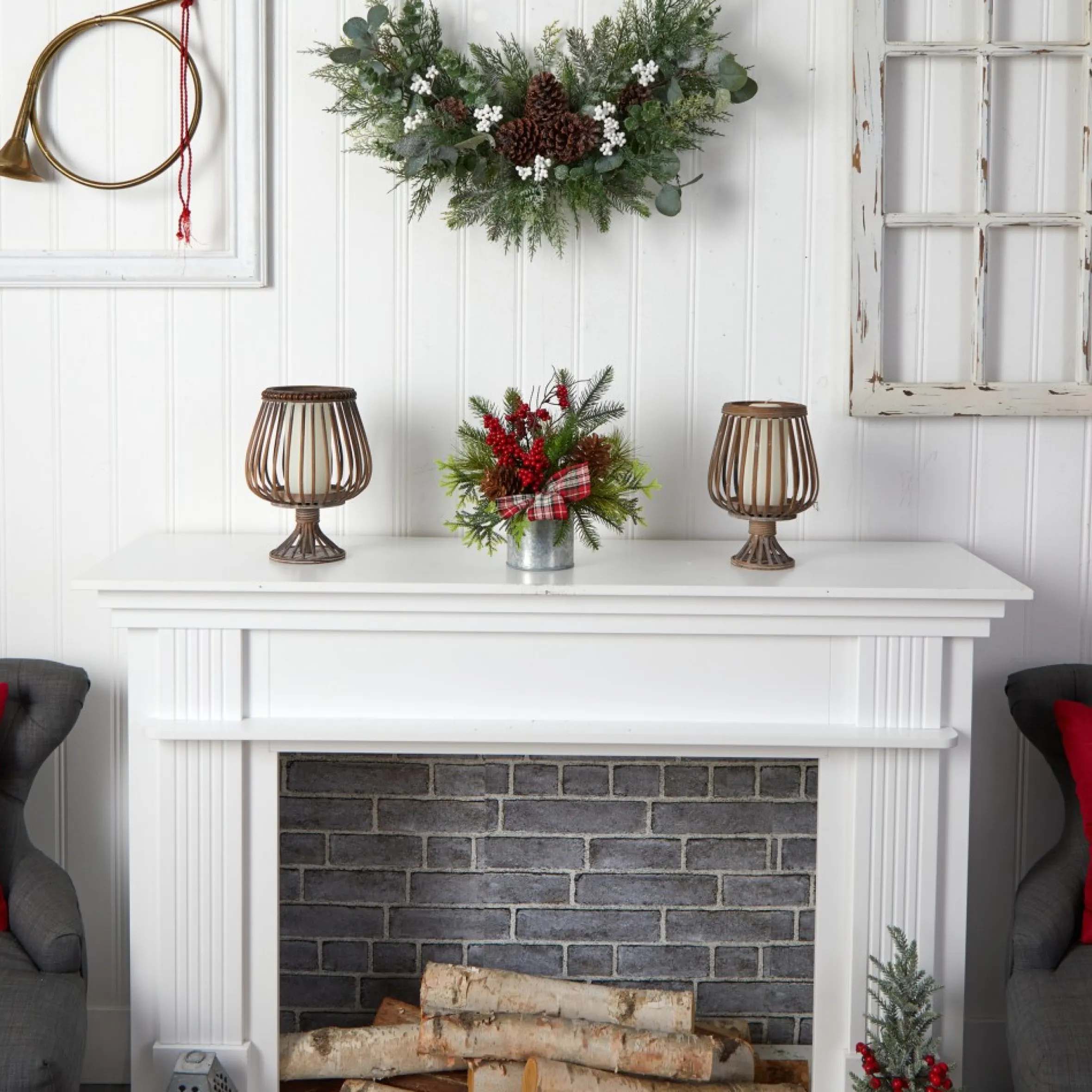 12" Pine Cones And Berries Artificial Christmas Arrangement In Decorative Vase