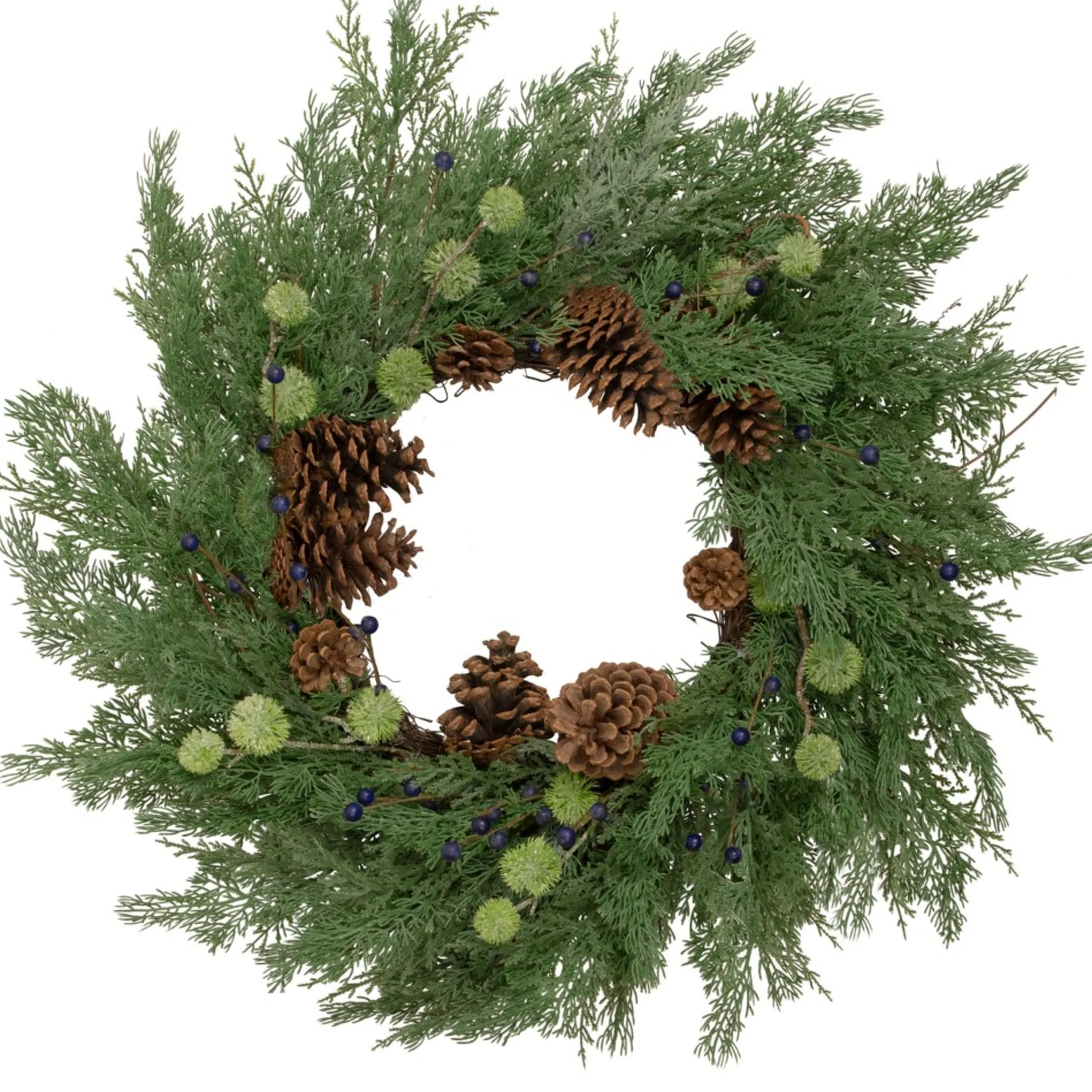 Pinecones And Blueberries Artificial Christmas Wreath, 28-Inch, Unlit