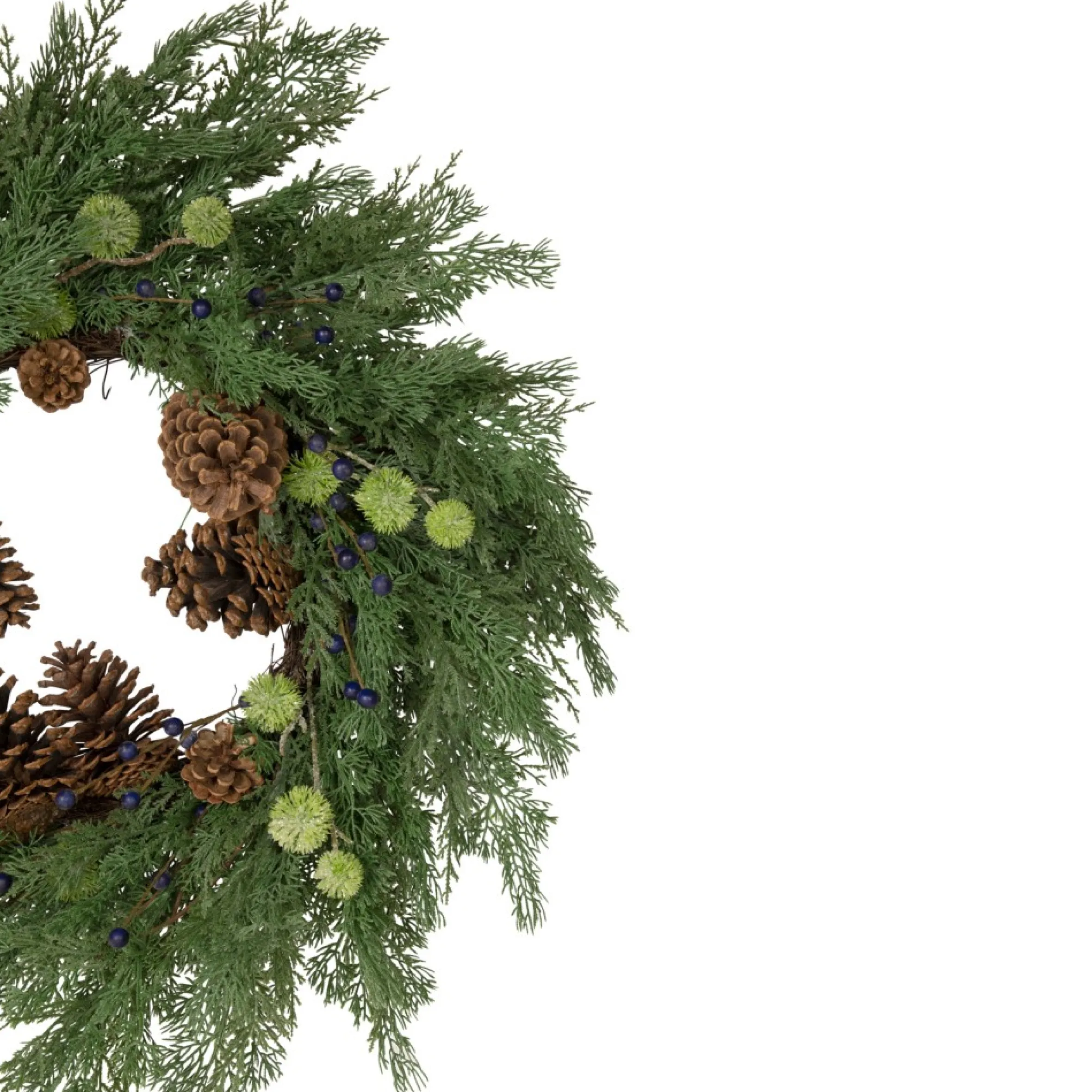 Pinecones And Blueberries Artificial Christmas Wreath, 28-Inch, Unlit