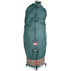80" Pine Green Large Girth Upright Christmas Tree Storage Bag With Rolling Tree Stand