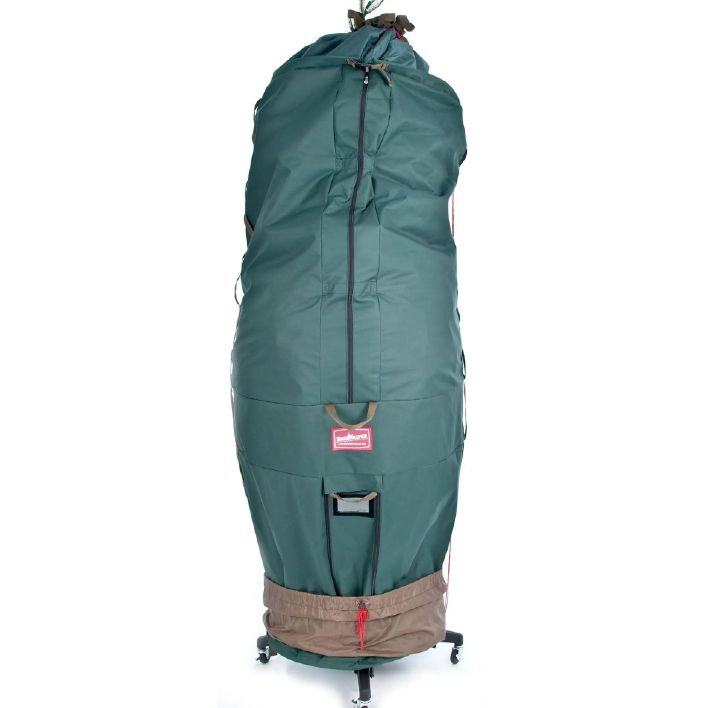 80" Pine Green Large Girth Upright Christmas Tree Storage Bag With Rolling Tree Stand