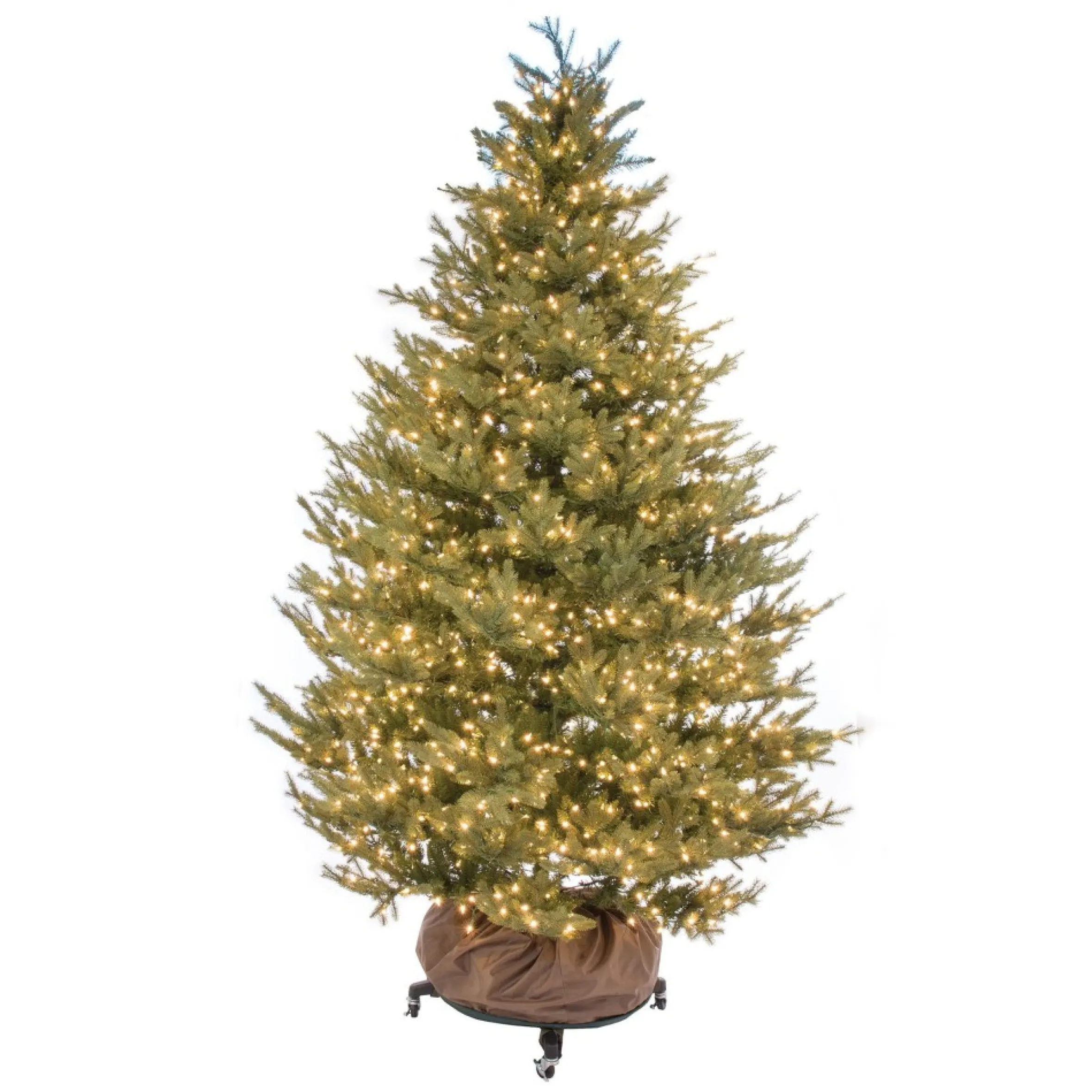 80" Pine Green Large Girth Upright Christmas Tree Storage Bag With Rolling Tree Stand