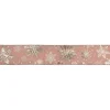 Pink And Gold Snowflake Christmas Wired Craft Ribbon 2.5" X 10 Yards