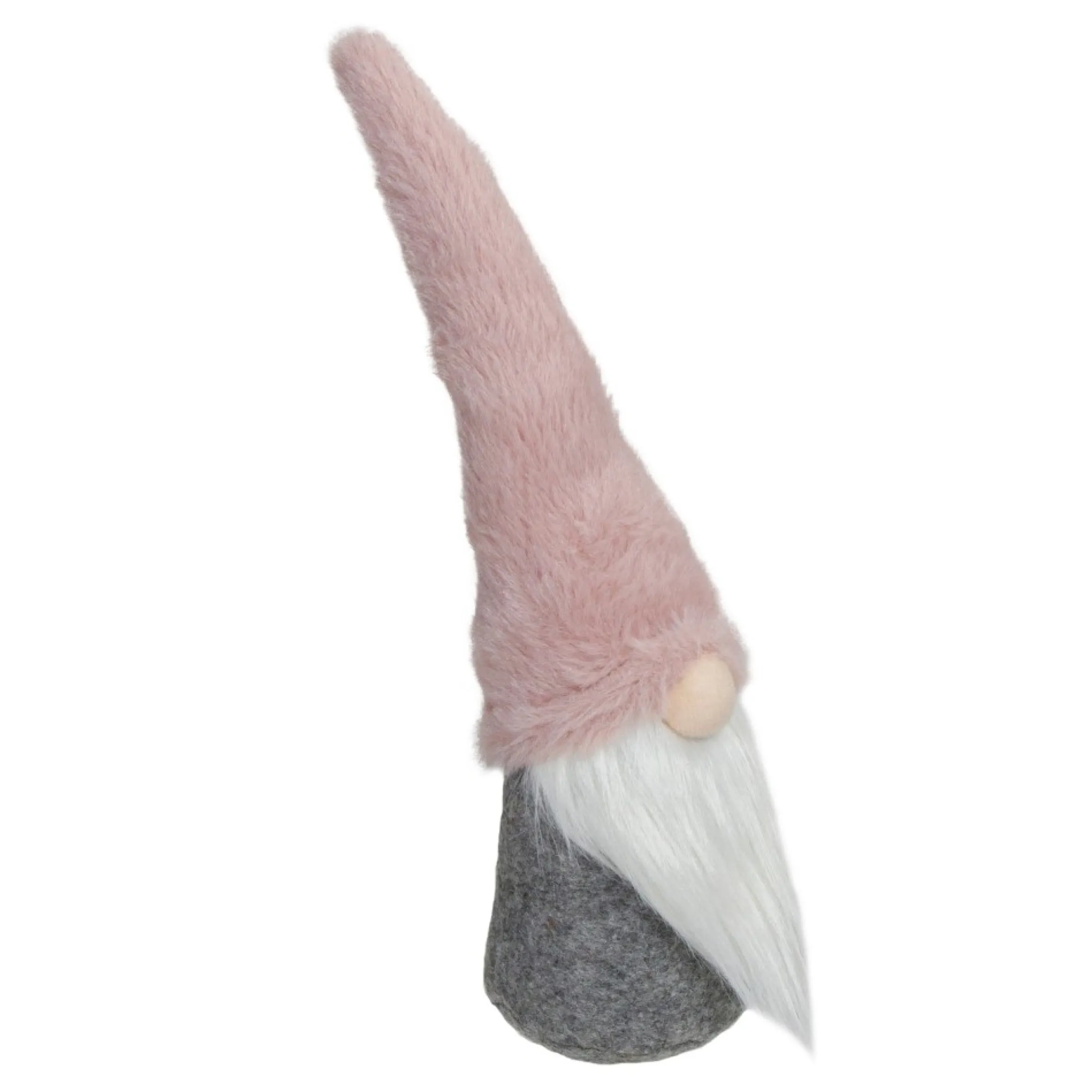 11" Pink And Gray Standing Gnome Christmas Decoration
