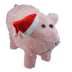 28" Pink And Red Led Lighted Pig Christmas Outdoor Decoration
