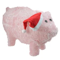 28" Pink And Red Led Lighted Pig Christmas Outdoor Decoration