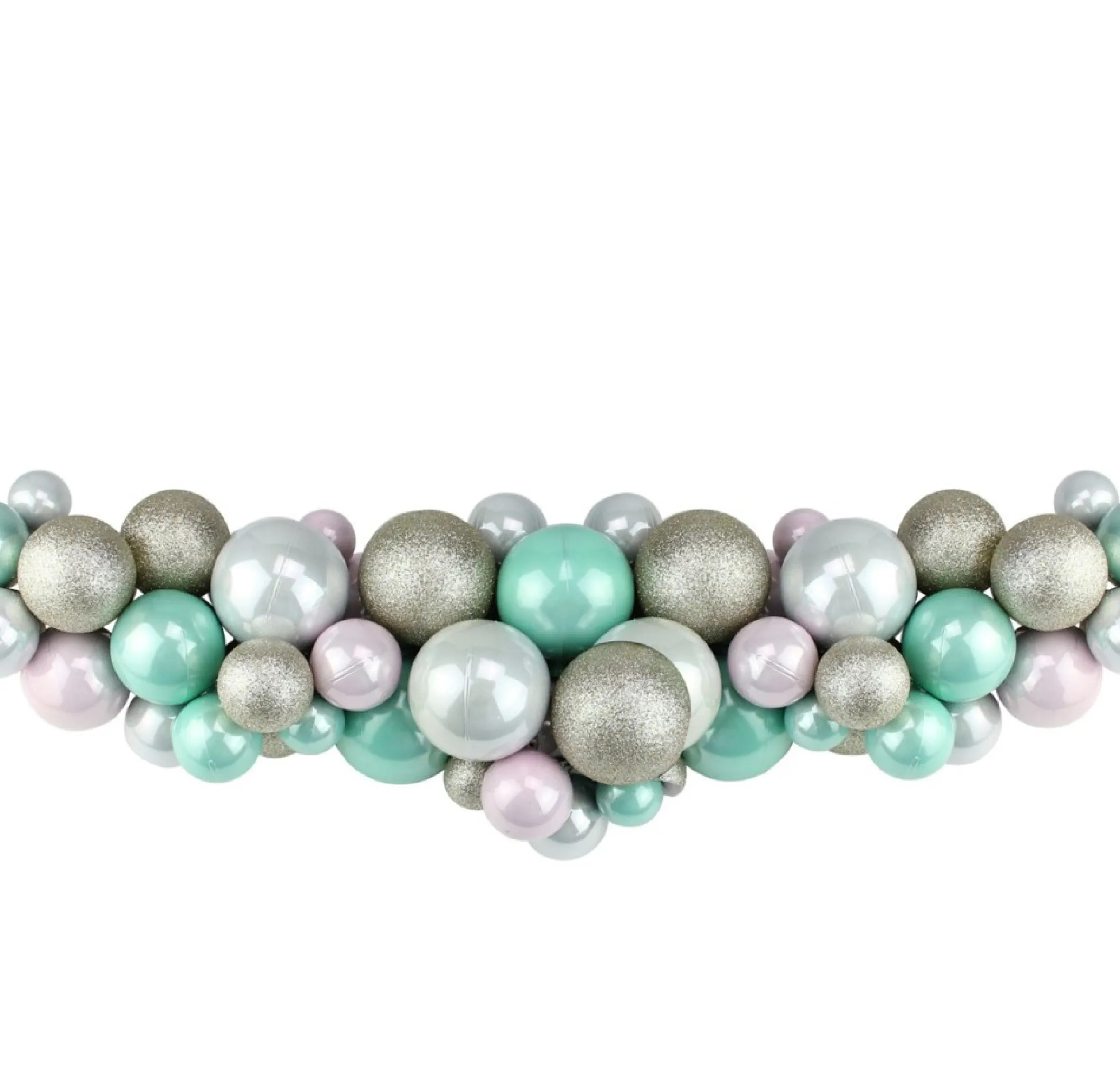 28" Pink And Seafoam Green Shatterproof Glittered Ball Artificial Christmas Swag - Unlit