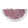 47" Pink And White Round Christmas Tree Skirt With High Pile Fleece Border
