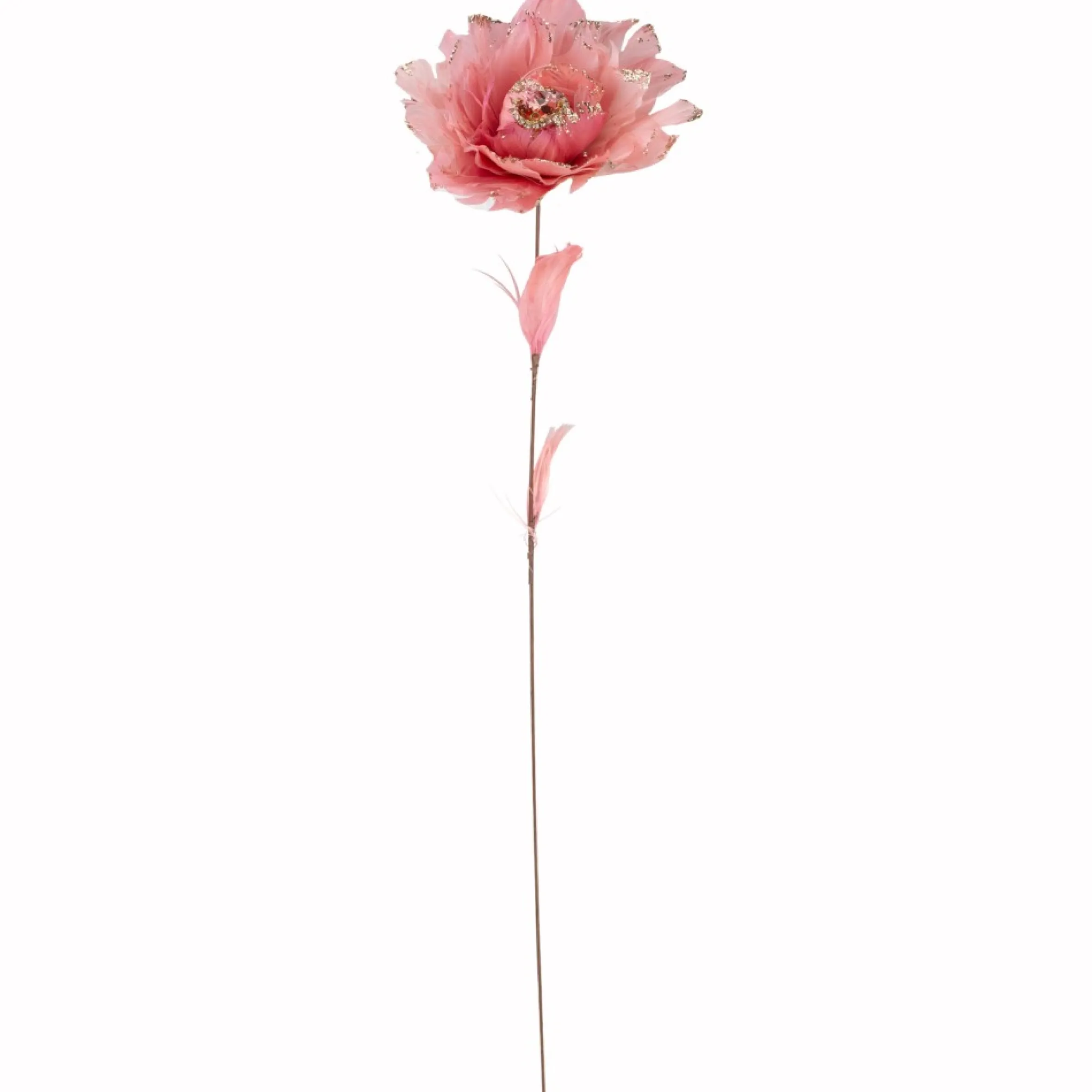 20.75" Pink Feather Peony Artificial Christmas Floral Pick