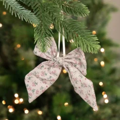 5.5" Pink Floral Single Loop Christmas Bow Decoration