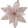 10" Pink Glittered Poinsettia Christmas Floral Clip