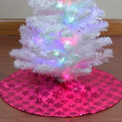 20" Pink Sequin Snowflake Mini Christmas Tree Skirt