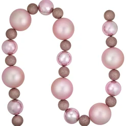 6' Pink Shatterproof Ball 3-Finish Christmas Garland