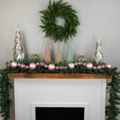 6' Pink Shatterproof Ball 3-Finish Christmas Garland