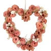 10" Pink Wooden Rose Heart Spring Wreath With Butterflies