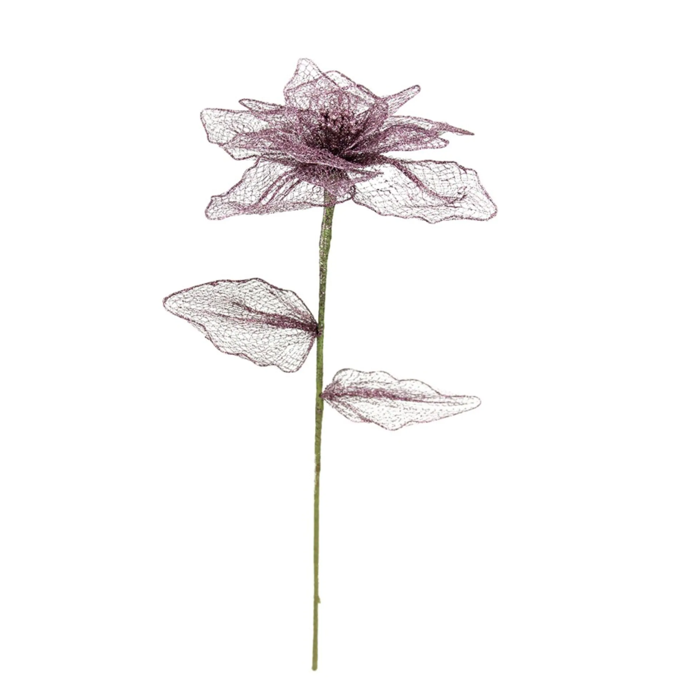 23" Plum Purple Glittered Poinsettia Artificial Christmas Spray