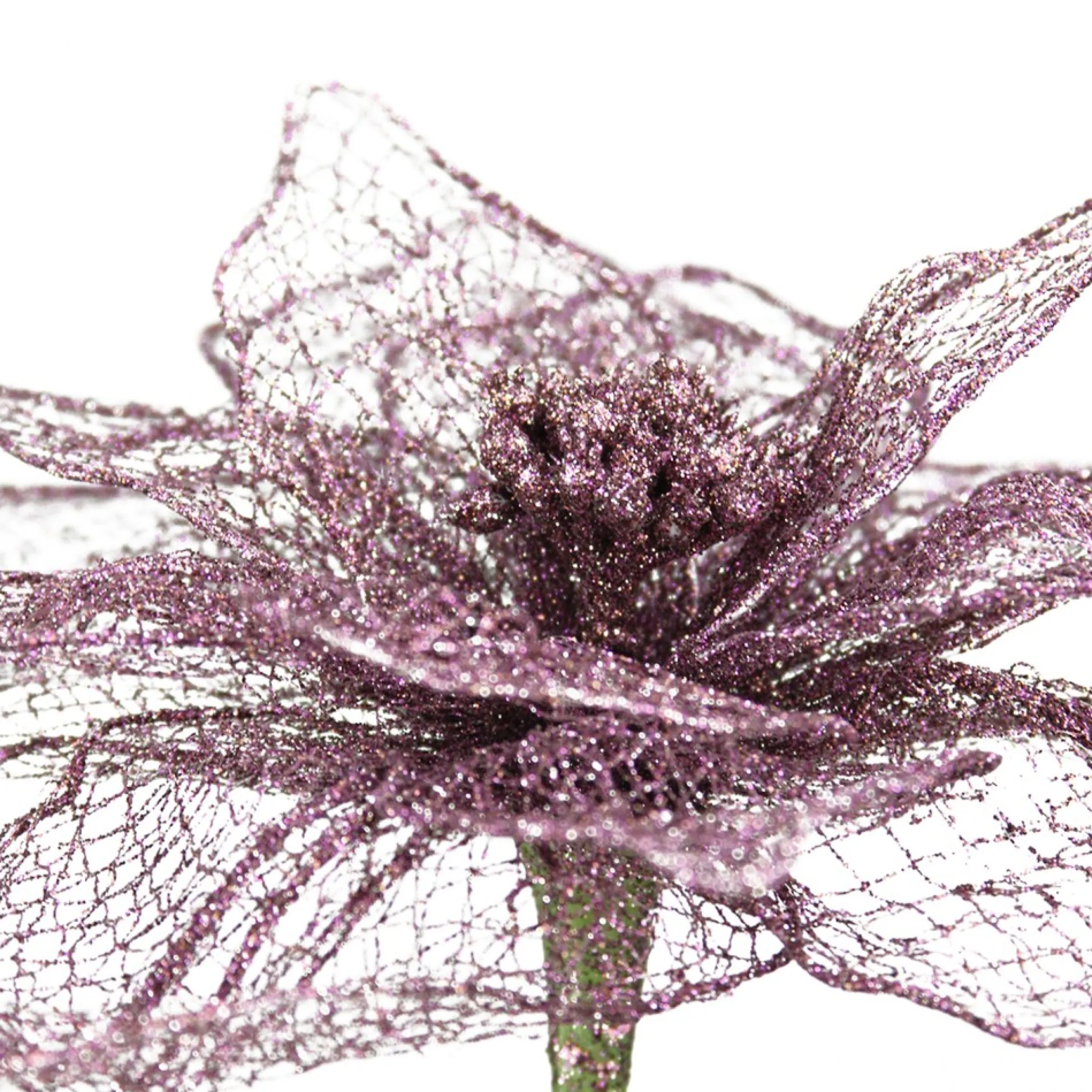 23" Plum Purple Glittered Poinsettia Artificial Christmas Spray
