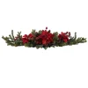 36" Poinsettia And Berries Artificial Floral Christmas Centerpiece