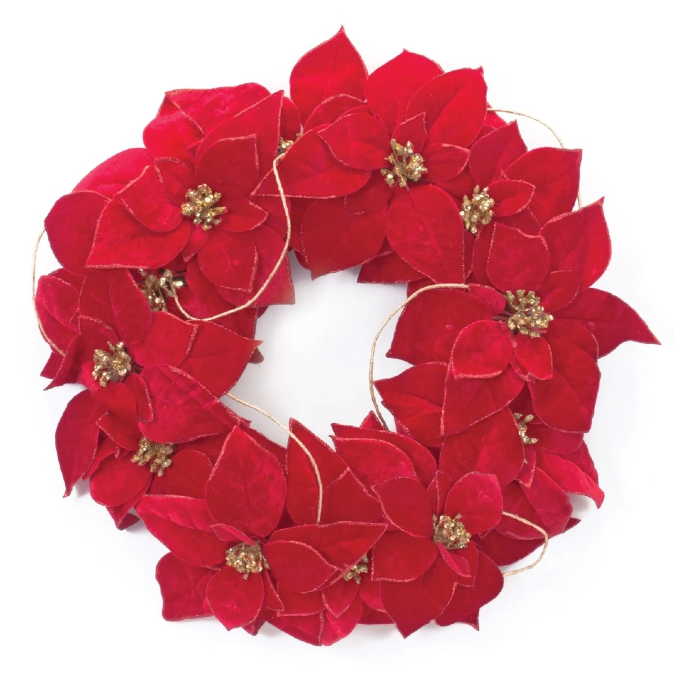 Poinsettia Flower Artificial Christmas Wreath, 20.5-Inch, Unlit