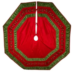 72" Poinsettia Gathered Border Christmas Tree Skirt