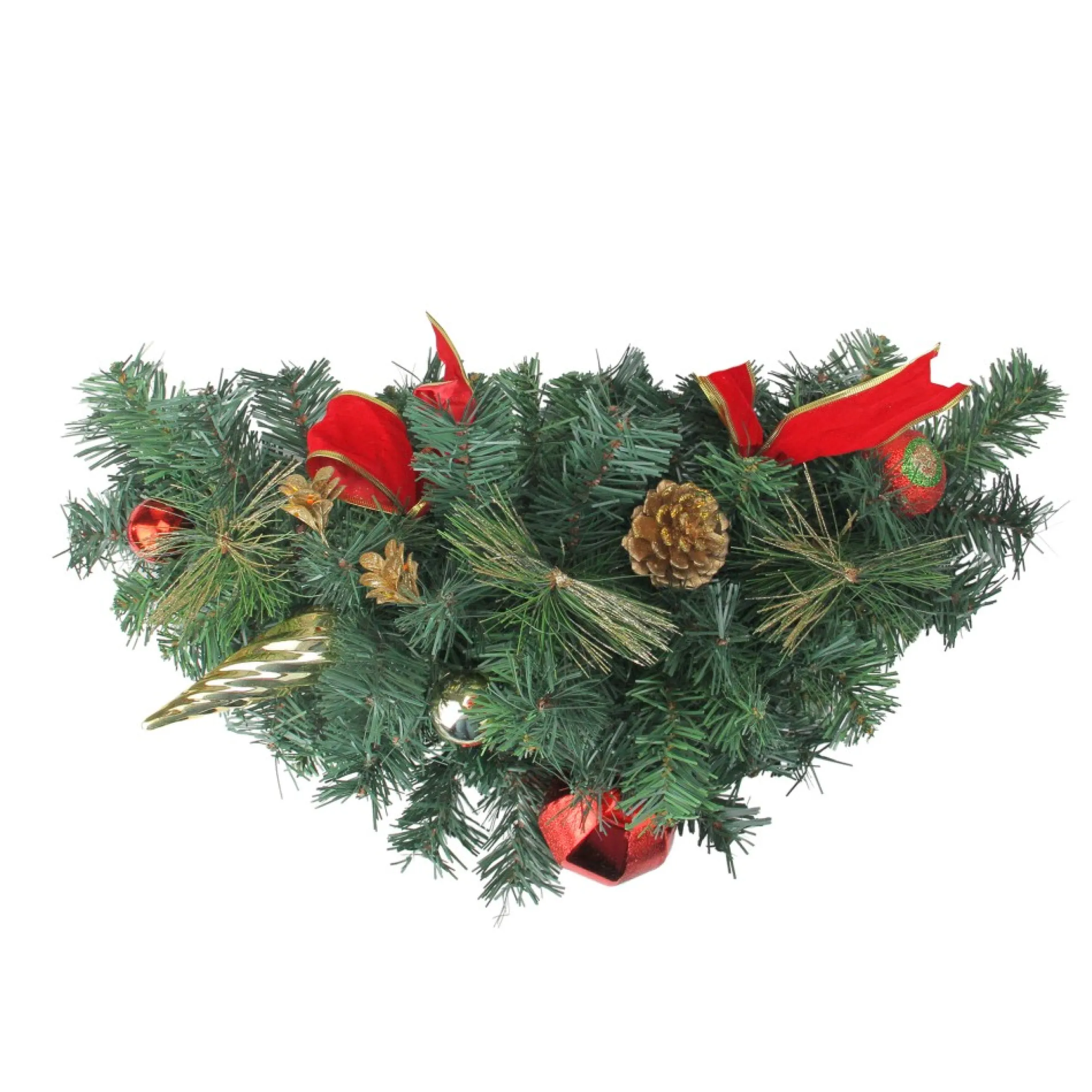 24" Pre-Decorated And Ball Ornaments With Bows Artificial Christmas Swag - Unlit