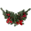 24" Pre-Decorated Red Poinsettia, Pine Cone And Ball Artificial Christmas Swag, Unlit