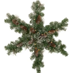 32" Pre-Lit Artificial Frosted Mixed Pine Christmas Snowflake Wreath