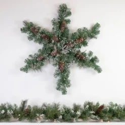 32" Pre-Lit Artificial Frosted Mixed Pine Christmas Snowflake Wreath