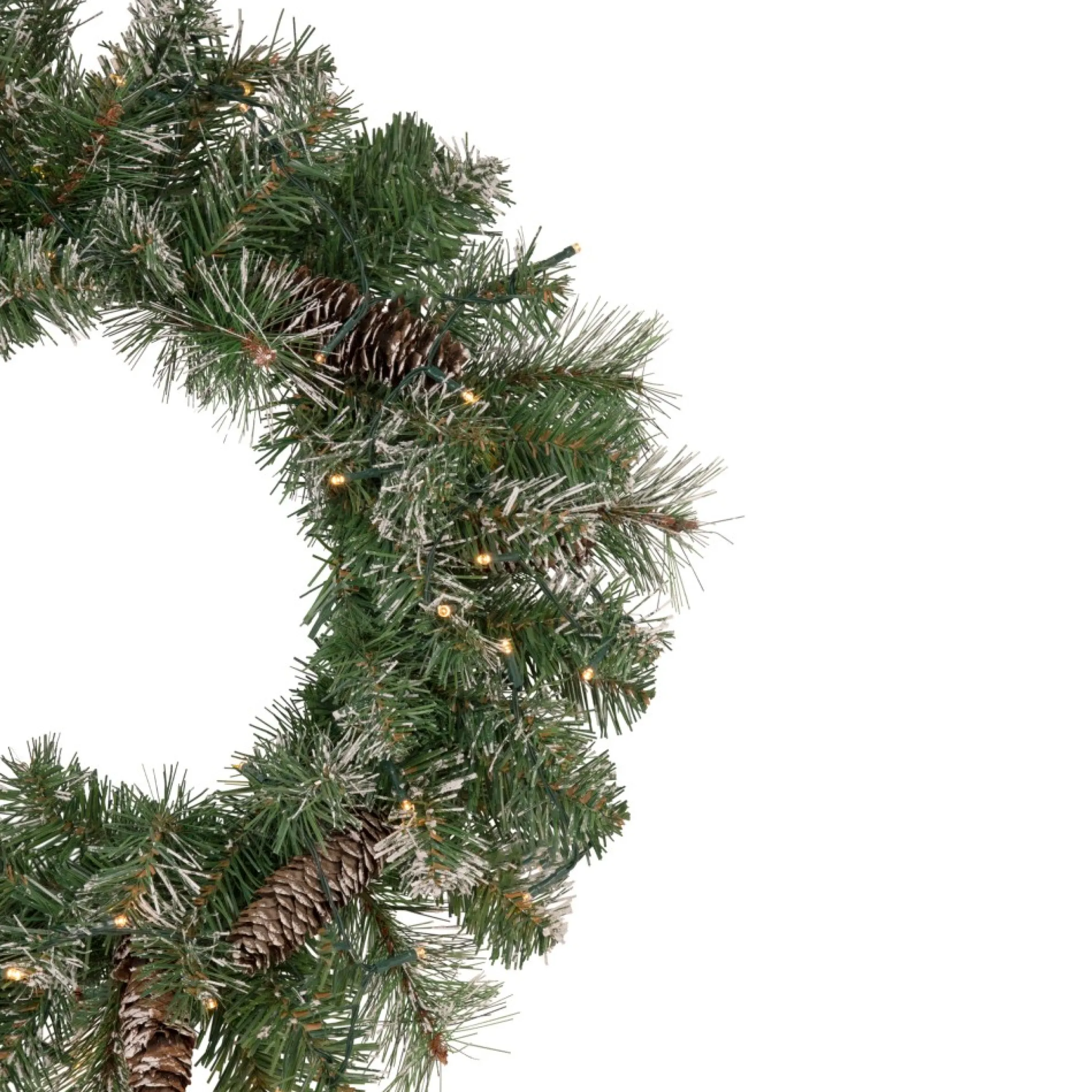 24" Pre-Lit Artificial Frosted Pine And Pine Cone Christmas Wreath