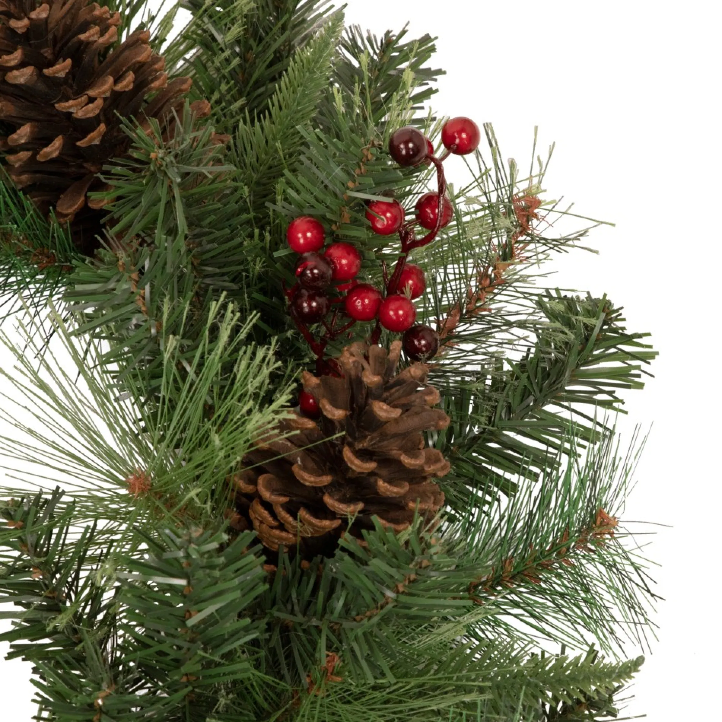 24" Pre-Lit Artificial Mixed Pine And Berries Christmas Wreath