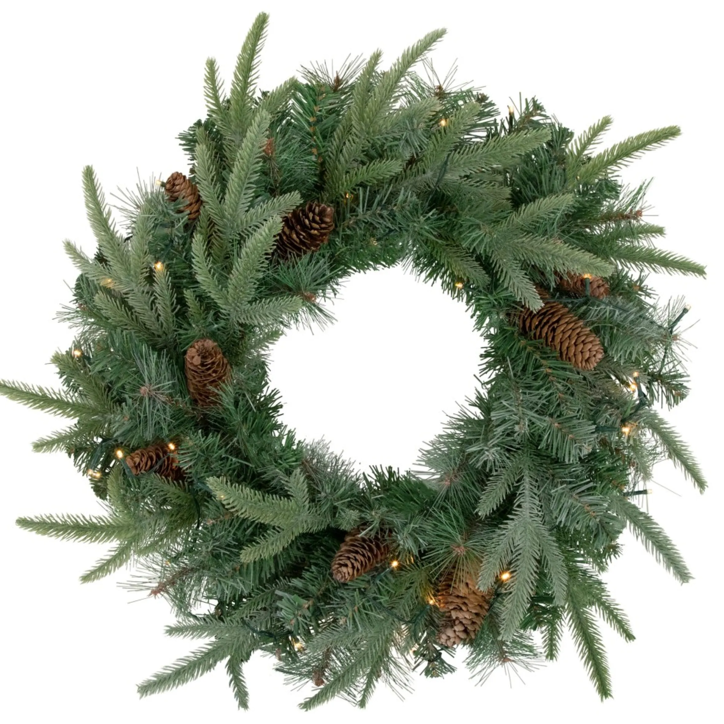 24" Pre-Lit Artificial Mixed Pine And Pine Cone Christmas Wreath