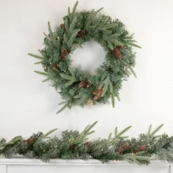 24" Pre-Lit Artificial Mixed Pine And Pine Cone Christmas Wreath