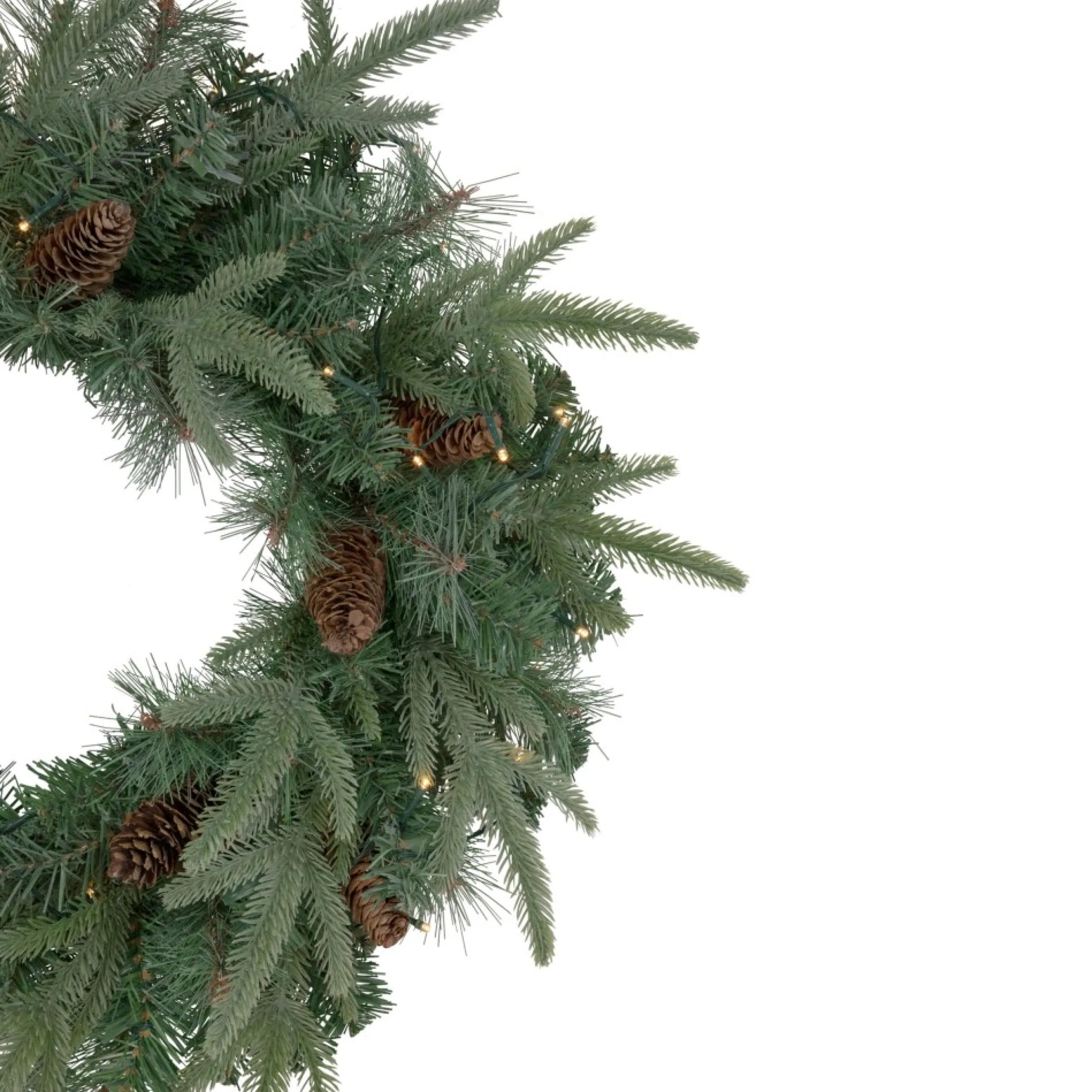 24" Pre-Lit Artificial Mixed Pine And Pine Cone Christmas Wreath