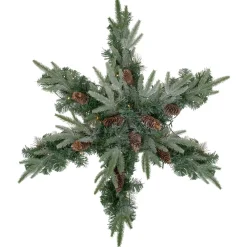 32" Pre-Lit Artificial Mixed Pine And Pine Cone Christmas Snowflake Wreath