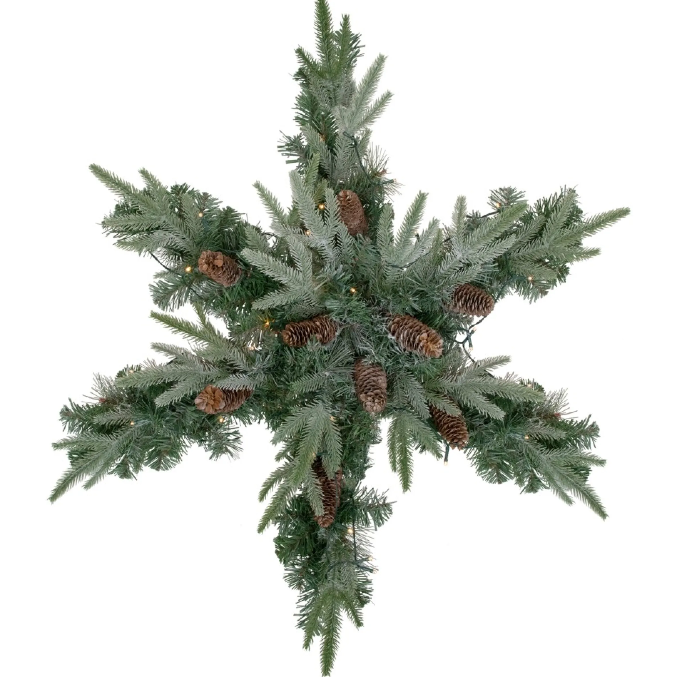 32" Pre-Lit Artificial Mixed Pine And Pine Cone Christmas Snowflake Wreath