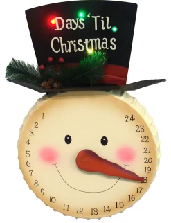 20" Pre-Lit Beige And Black Artificial Christmas Snowman Advent Calendar