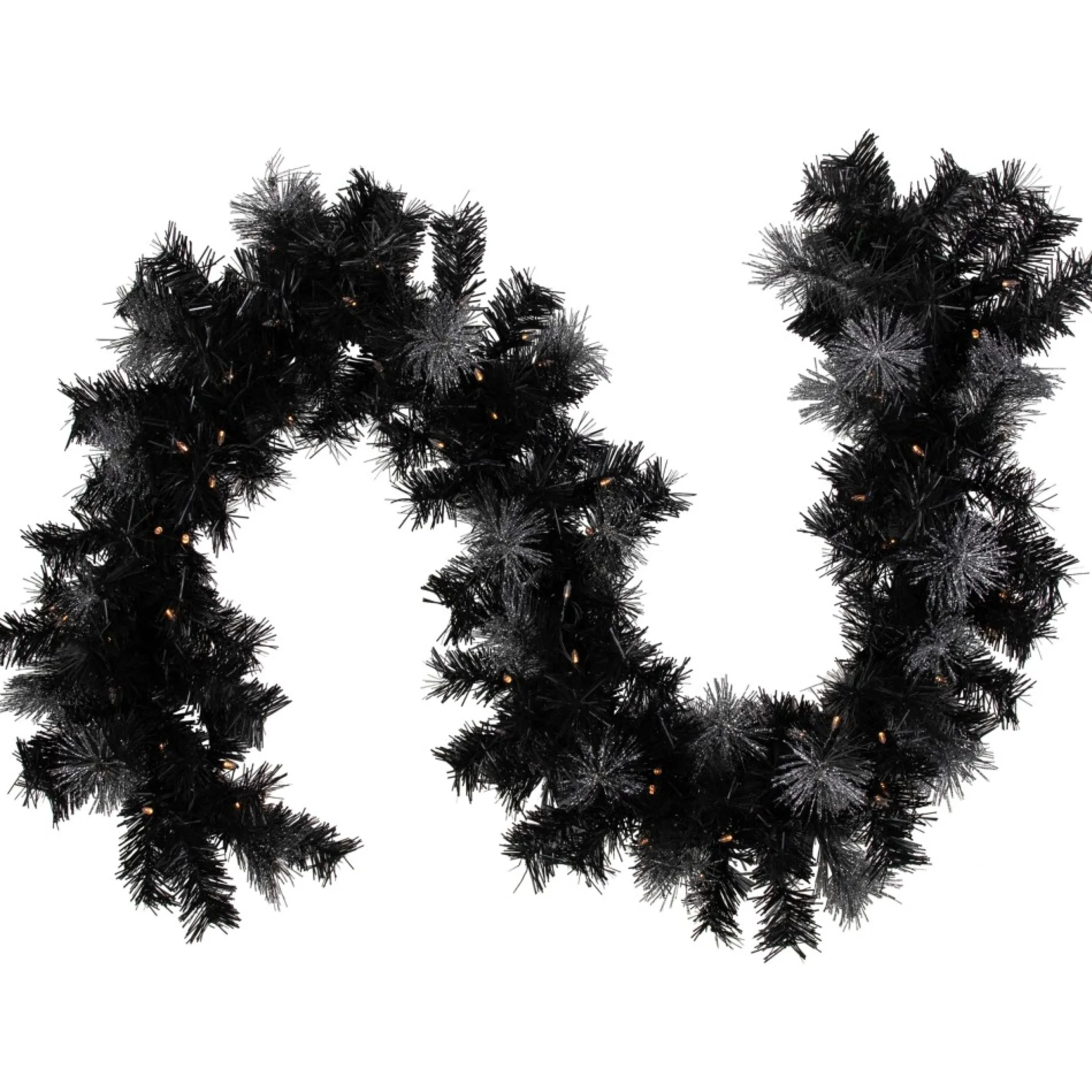 6' Pre-Lit Black Artificial Christmas Garland With Timer - Warm White Led Lights