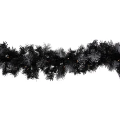6' Pre-Lit Black Artificial Christmas Garland With Timer - Warm White Led Lights