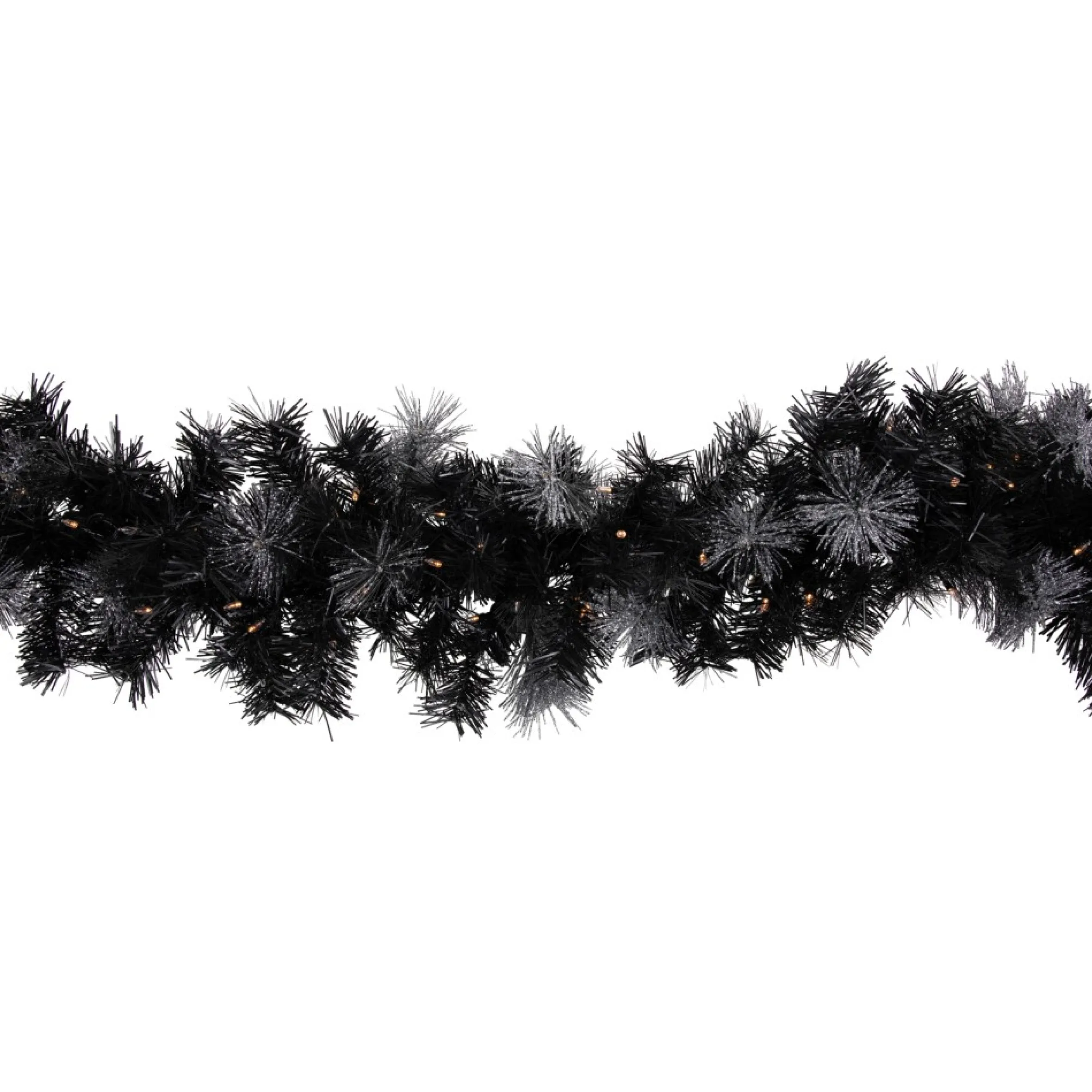 6' Pre-Lit Black Artificial Christmas Garland With Timer - Warm White Led Lights