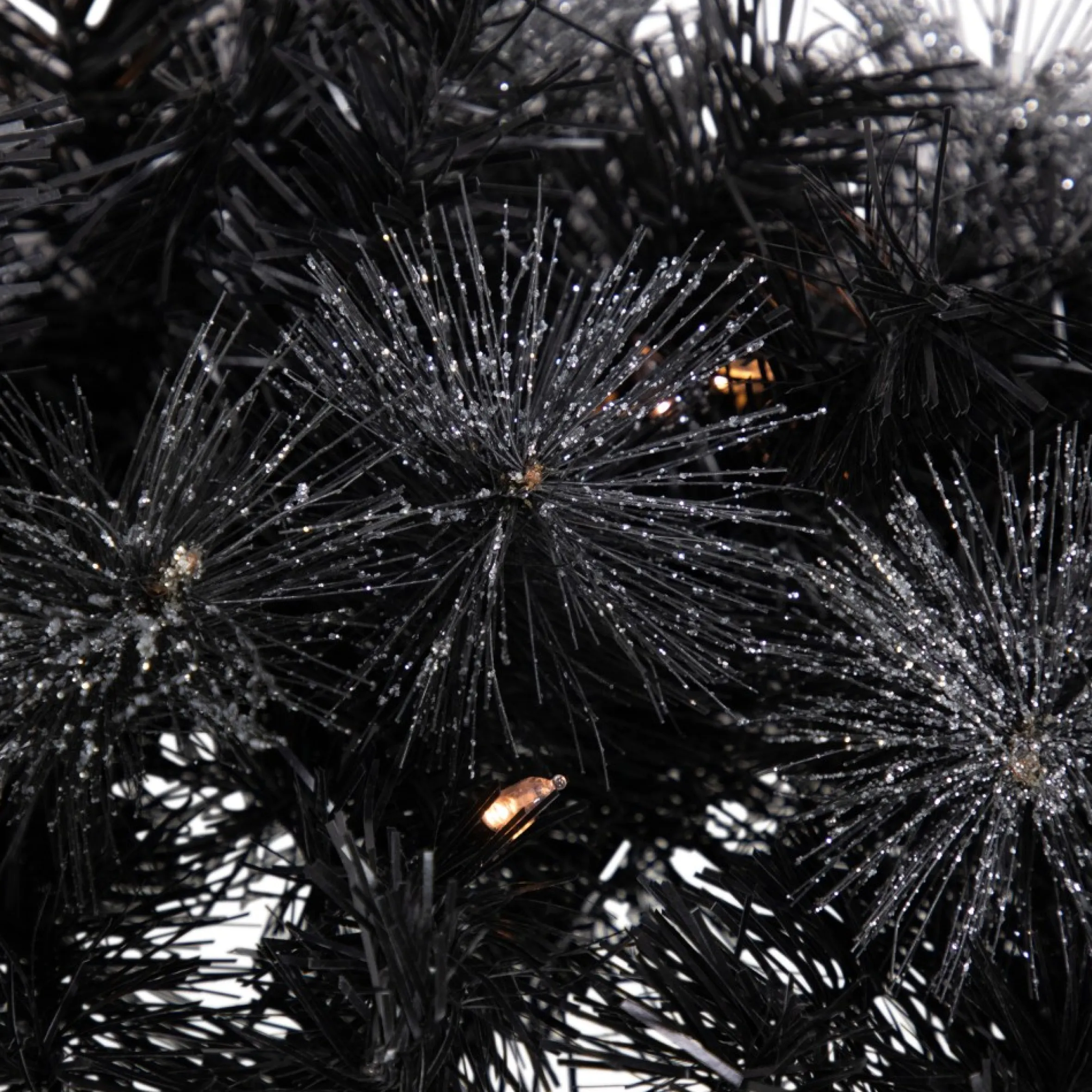 6' Pre-Lit Black Artificial Christmas Garland With Timer - Warm White Led Lights